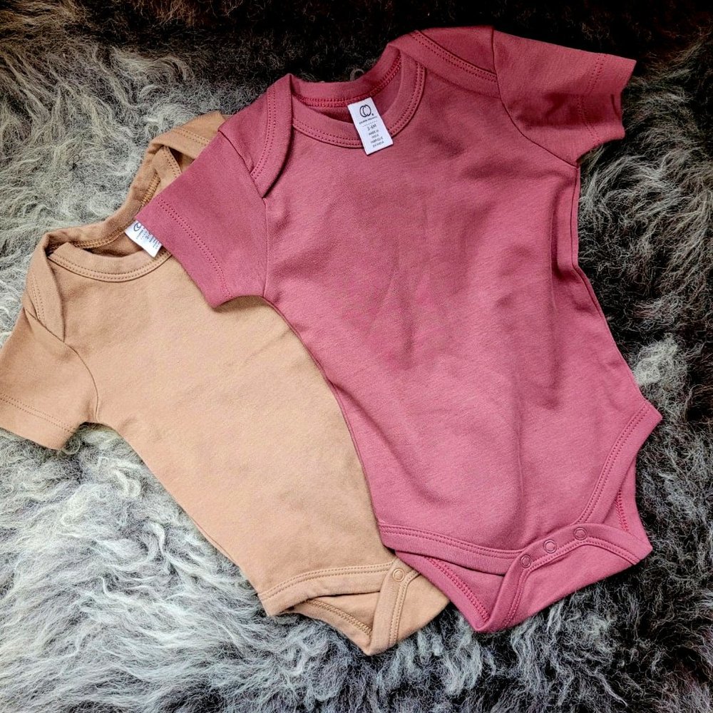 2 x Organic Baby Onesie by Colored Organics 3 to 6 months